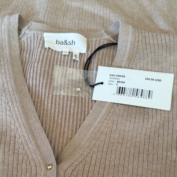 ba&sh Beige Button-Front Mini Dress - Picture 3 of 4